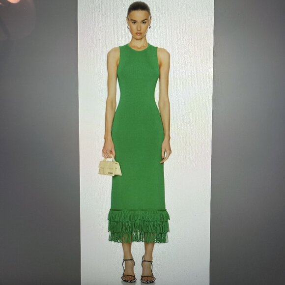 Simon Miller Knit fringe dress size Large - bright green - Picture 1 of 5